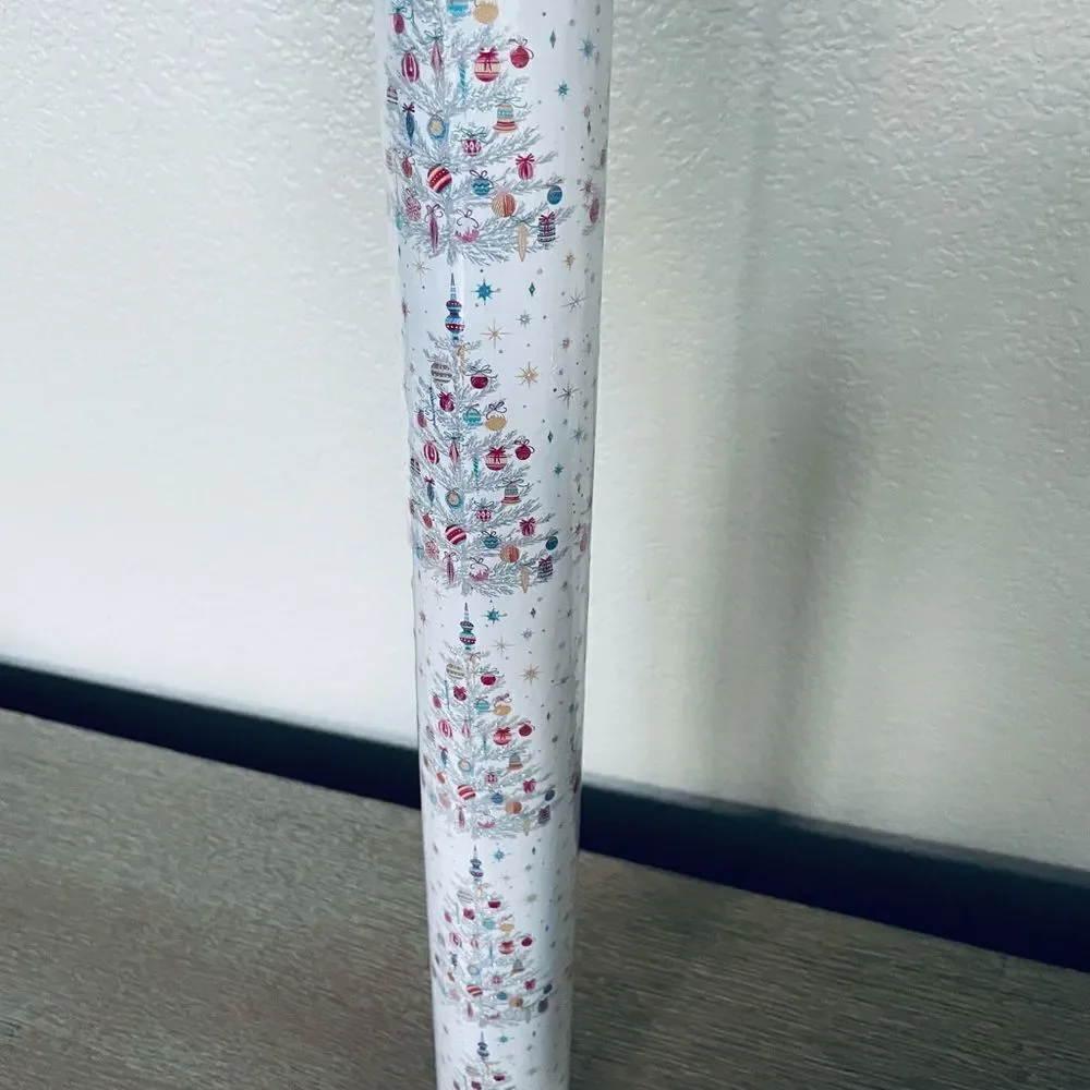 Vintage Glam Christmas Trees Ornaments Silver Multi Wrapping Paper Gift Wrap